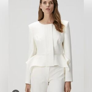 NWOT Roland Mouret Ivory Crepe Peplum Jacket, Size US 6